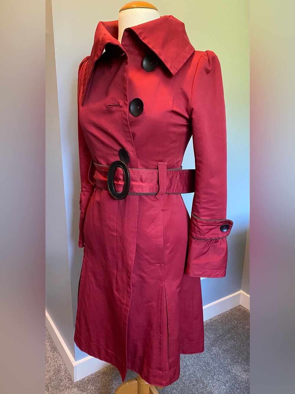 Soia & Kyo Red Coat with Black Buttons